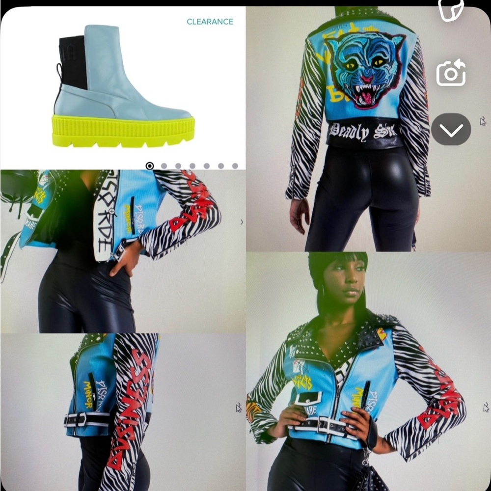 AKIRA Multicolor Graphic Leather Jacket & Puma Boots